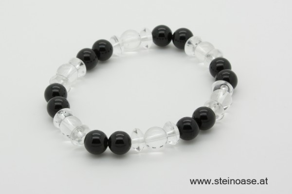 Armband Bergkristall & Onyx